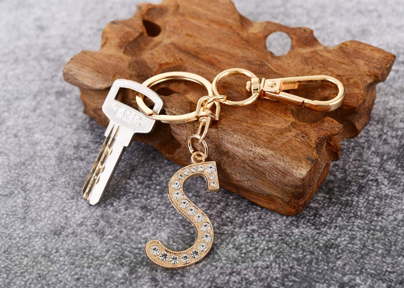 AlphaAcc Keychain for Women Purse Charms for Handbags Crystal Alphabet Initial Letter Pendant with Key Ring,Letter S - Image 3